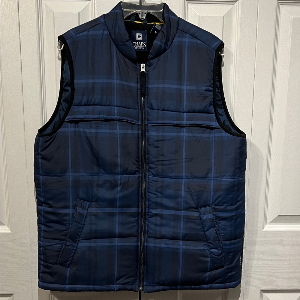 Chap’s Ralph Lauren Men’s Blue Plaid‎ Full Zip Vest Size M